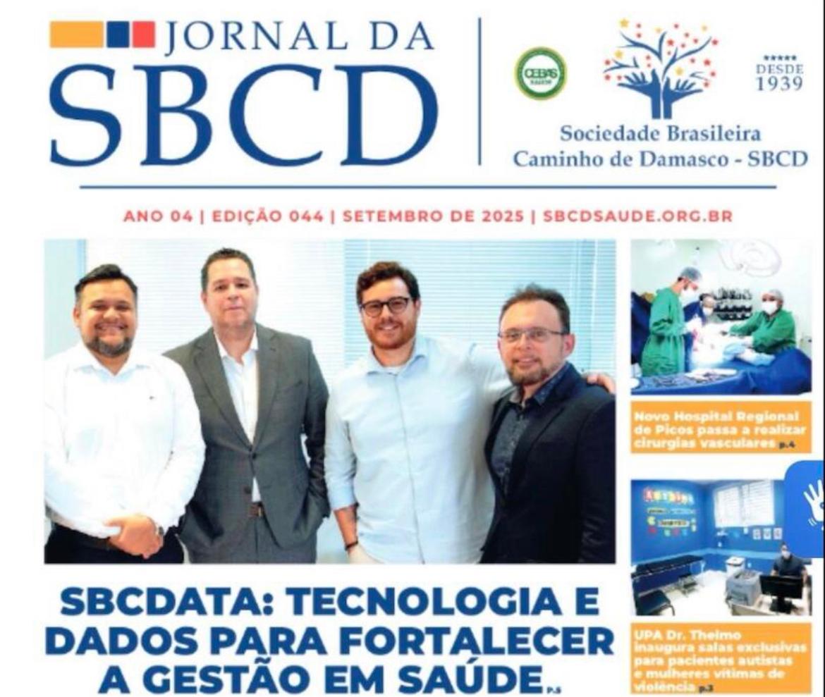 Capa do Jornal da SBCD destacando o SBCData: tecnologia e dados para fortalecer a gestão em saúde